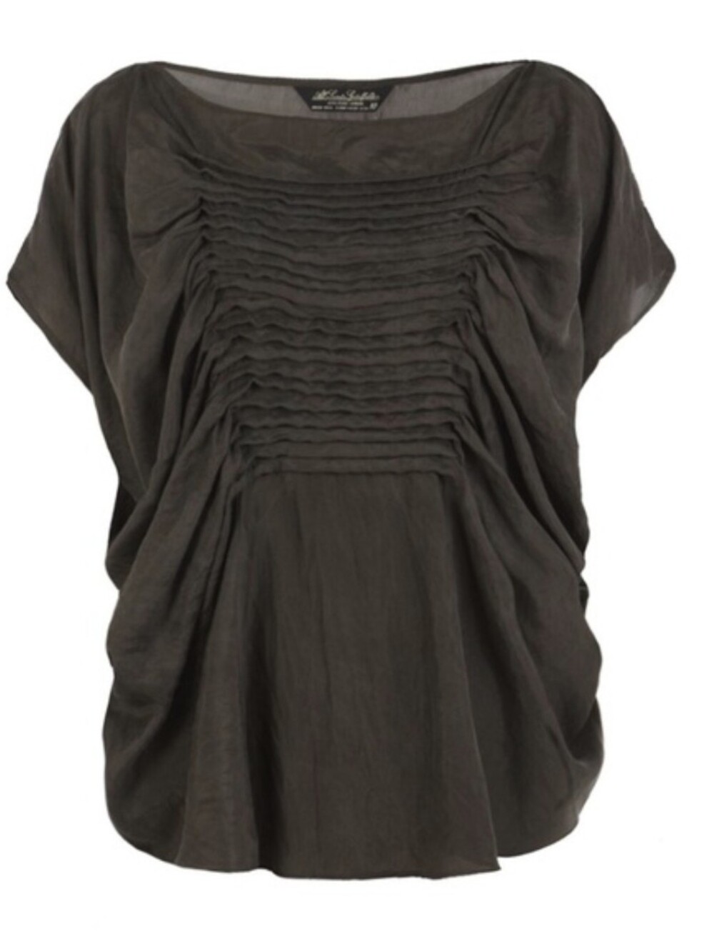 All Saints Spitafields Athene Blouse UK 10 Brown Pmeated Silk Batwing Top US 6/S
